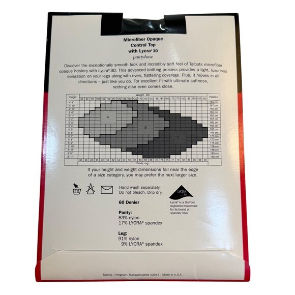 Talbots Microfiber Opaque Control Top Pantyhose Lycra 3D Size A Loden VTG Hose - Picture 2 of 9